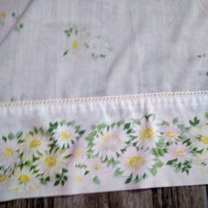 Morgan Jones Vintage Double Flat Sheet Muslin White Daisy Lace Trim 93 X 78